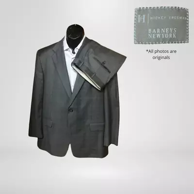 Hickey Freeman 44R 2- Piece Men's 100% Worsted Wool Suit Gray • USA Made • $188