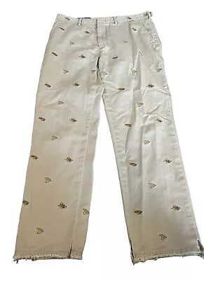 Vintage Polo Ralph Lauren Khaki Embroidered FISHING LURE Casual Pants 34R • $59.99