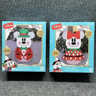 Disney Mickey And Minnie Mouse 3.5ft Christmas Airblown Inflatable - New 2pc Set • $64.94