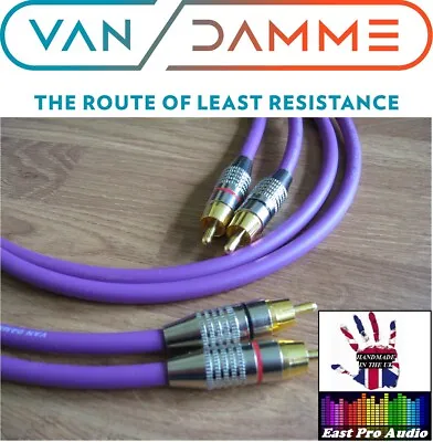 1m Pair - Van Damme RCA Phono Cables - Pro Grade Silver Plated Pure OFC Purple • £13.95