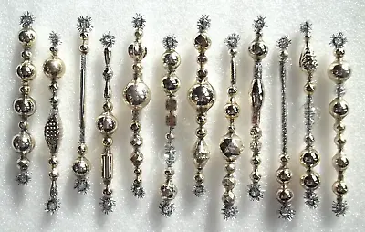 12 ALL Antique & Vintage 4” MERCURY GLASS Garland BEAD Tinsel ICICLE Ornaments • $49.99