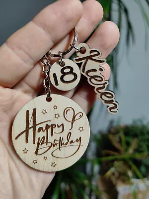 Personalised Happy Birthday Keyring Gift With Name & Age 13th 16th 18th 21st • £4.99