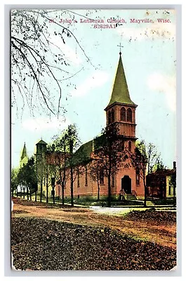 Postcard: WI 1909 St. John's Lutheran Church Mayville Wisconsin - Posted • $9.96