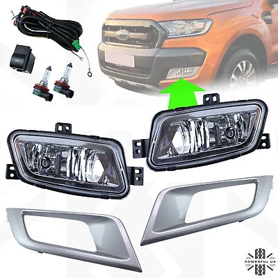 Front Fog Light Lamp Kit Silver Surrounds For Ford Ranger T7 2016-19 Wildtrak  • £78