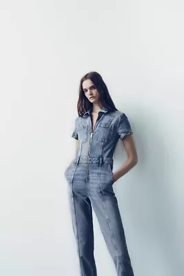 Nwt Zara Long Zw Denim Jumpsuit S 7223 $90 • $49