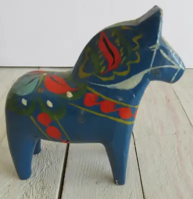 Vintage Dala Horse Blue 4 Inch Nils Olssen Sweden • $24.99