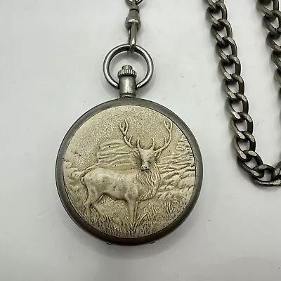 Vintage Cedar Creek Men's Stainless Steel Quartz Pocket Watch Runs New Battery • $0.99