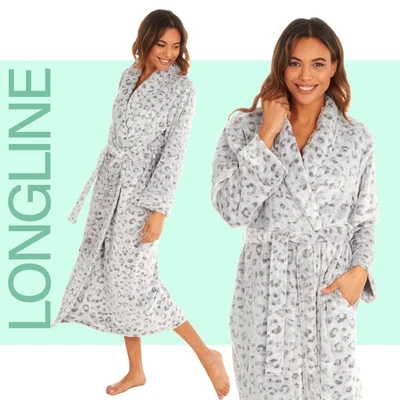 £14.99 • Buy LUXURY Ladies Longline Dressing Gown Size S/M UK 10/12 Leopard Print Fleece Cosy