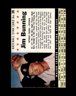 1961 Post Set-Break # 39 Jim Bunning VG-VGEX *GMCARDS* • $0.79