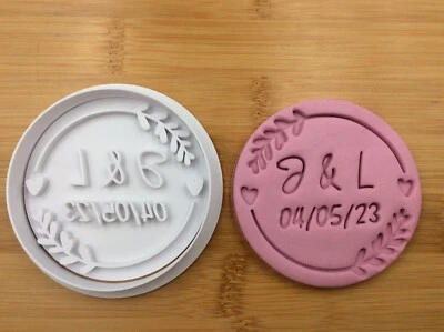 $9.26 • Buy Custom Personalized Name Initial Letters Wedding Cookie Fondant Embosser Stamp