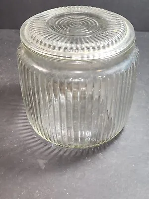 Decorative Glass Ribbed 1940s/50s Kitchen Ware Container. • $13.60
