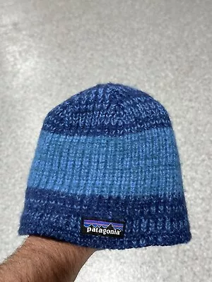 Patagonia Speedway Beanie Hat One Blue 29120 Merino Wool Knit Cap Fleece Lining • $29.99