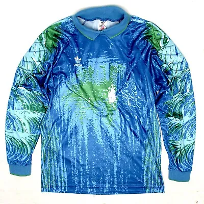 VTG 1990s Adidas Goalie Keeper Jersey L Blue Green Padded Long Sleeve Shirt USA • $109.99