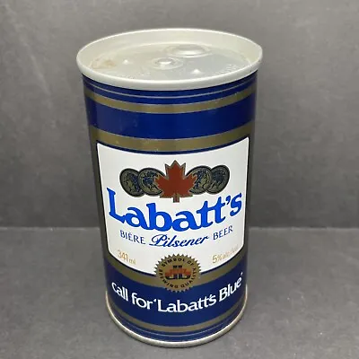 Vintage 1960 Labatt's Blue Beer Can 341ml PUSH Top FRENCH/ENGLISH Variant W30 • $19.99