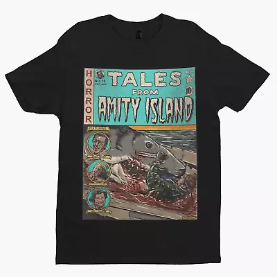 Tales Of Amity Island T-shirt - Movie Poster 70s 80s Shark Movie Film Retro JAWS • £9.59