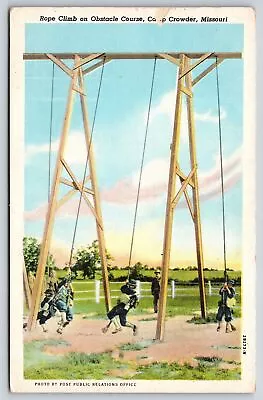 Military~Rope Climb On Obstacle Course Camp Crowder Wisconsin~Vintage Postcard • $3.70