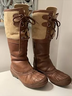 UGG Australia Belcloud Event  Leather Waterproof Tall Boots Sz 7.5 EUC🔥 Winter • $29