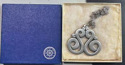 $33.33 • Buy Vintage Towle Pewter Pendant #8623 W/chain Scrollwork Jewelry In Original Box