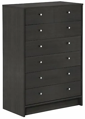 Malibu 5 + 2 Drawer Modern Large Chest Of Drawers For Storage - Black Oak Effect • £109.99