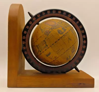 Vintage Old World Wood Spinning Globe Book End • $9.99