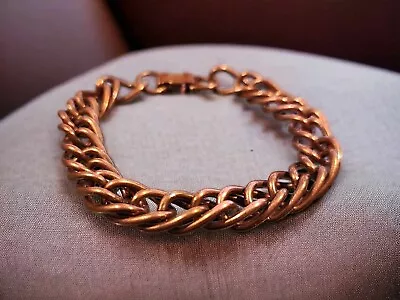 Pure Solid Copper Cuban Chain Curb Link Rider Bracelet Vintage Marked Retro • $15.99