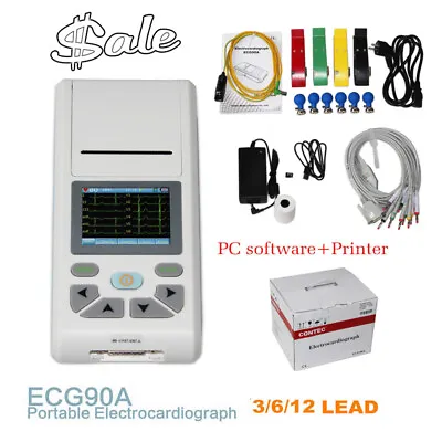 CONTEC ECG90A Digital 12-Lead ECG EKG Machine ElectrocardiographTouch Software • £266