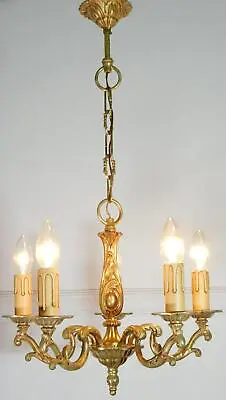 Delightful 5 Light Vintage French Bronze Chandelier • $236.56