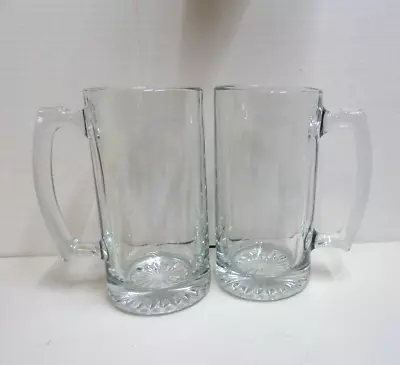 NEW Extra Large Beer Mugs Heavy Clear 7  Tall Glass 25oz Set Of 2 FREE SHIPPING • $19.95