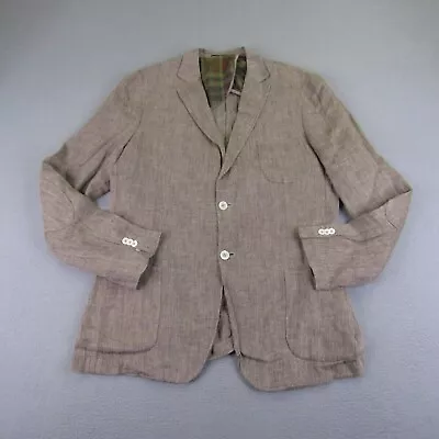 $69.97 • Buy Gant Jacket Mens 54 Brown Linen Two Button Blazer Sport Coat Partial Lined ^