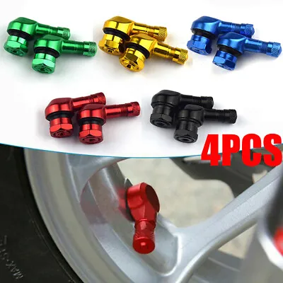 4PC CNC Motorcycle 90 Degree Angle Wheel Tire Stem Tubeless Valve Aluminum • $12.59