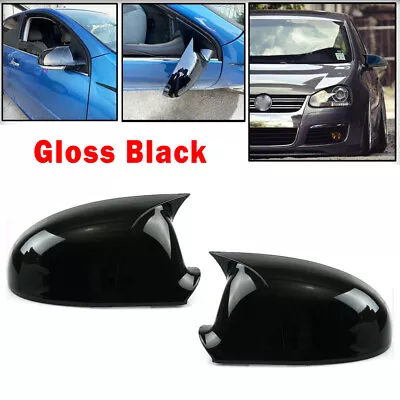 OX Horn Mirror Cover Cap Gloss Black Style For Volkswagen VW Jetta MK5 2005~2010 • $22.98