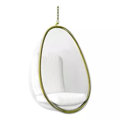 Maklaine 46.5 Inches Vinyl Scoop Hanging Chair With Steel Frame In Gold • $1028.74
