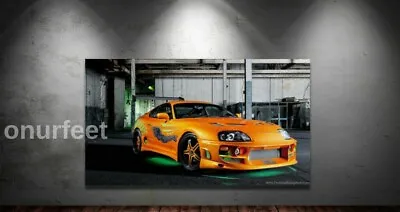 Orange Supra Fast And Furious Iconic Toyota Car SPEED Canvas Picture 20x30 Inch • £19.99