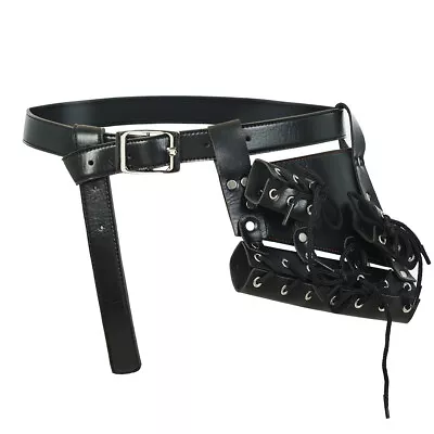 Medieval SCA Black Frog Holster With Belt Rapier Cross Lacing Holder Belt Swords • $15.99