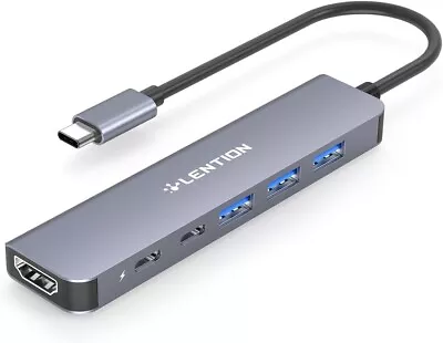 LENTION 6 In 1 USB C Hub USB C Multiport Dongle With 4K HDMI USB C Data Port • $37.95