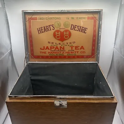 Vintage Japan Tea Tin Lined Box Store Display Harnit & Hewitt Co Toledo Ohio • $79