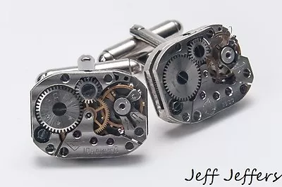 WATCH MOVEMENT CUFFLINKS Mens Steampunk Cuff Links Wedding Gift • £12.99