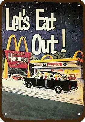 $24.99 • Buy McDonald's Hamburger Restaurant Cartoon Vntg-Look DECORATIVE REPLICA METAL SIGN 