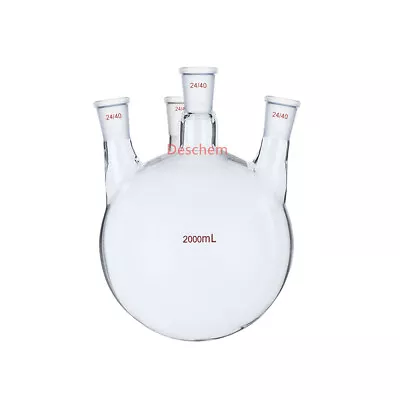 2000ml 24/40 Glass Flask Four Necks Round Bottom 2L Boiling Bottle 4-neck • $73.99