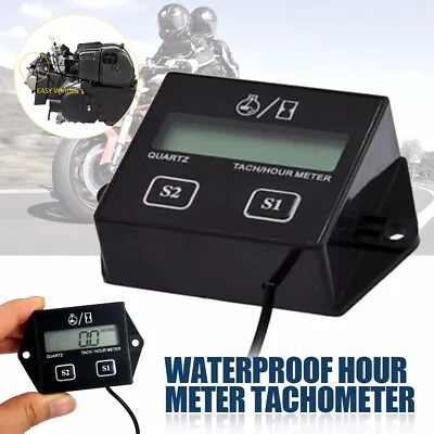 Digital LCD Engine Tachometer Hour Meter Inductive For Motorcycle Waterproof BE • $13.57