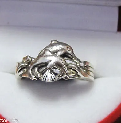  DOLPHIN PUZZLE RING .925 Sterling Silver By Peter Stone. Unique Design  • $53.45