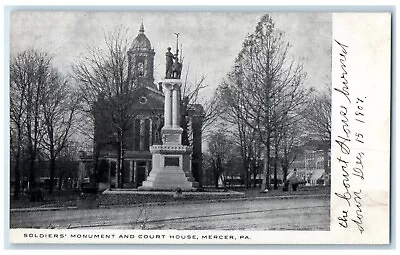 C1905 Soldiers Monument Court House Sculpture Park Mercer Pennsylvania Postcard • $29.95