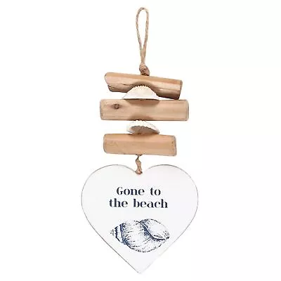 £5.89 • Buy Something Different Gone To The Beach Driftwood And MDF Hanging Heart Sign New