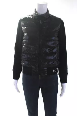 Moncler Womens Knit Sleeve Lightweight Puffer Coat Jacket Black Size Small • $599.99