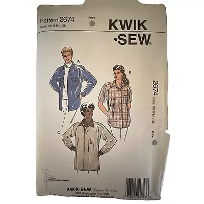 Vintage 90s Kwik Sew Sewing Pattern #2674 Shacket Coat Jacket Flannel Size Small • $8.25