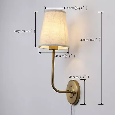 Plug In Fabric Wall Sconce With Fabric Linen Lampshade For Living Room Bedroom • $49.99