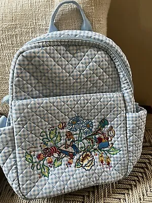 Vera Bradley Disney Alice In Wonderland Small Backpack Bag Blue Check Embrodered • $183.25