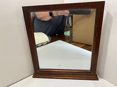 Vintage Wood Framed Mirror With Stand Base 12x12 1/2  Overall • $28.99
