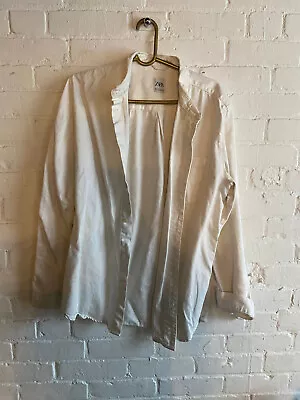 Zara White Long Sleeve Button Down Shirt Mens Size XL • $8.99