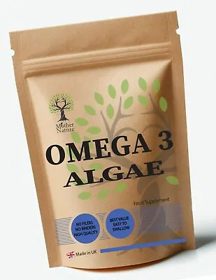 Omega 3 Vegan 500mg Capsules Algae Supplement Clean Plant Based Natural EPA DHA • £11.89